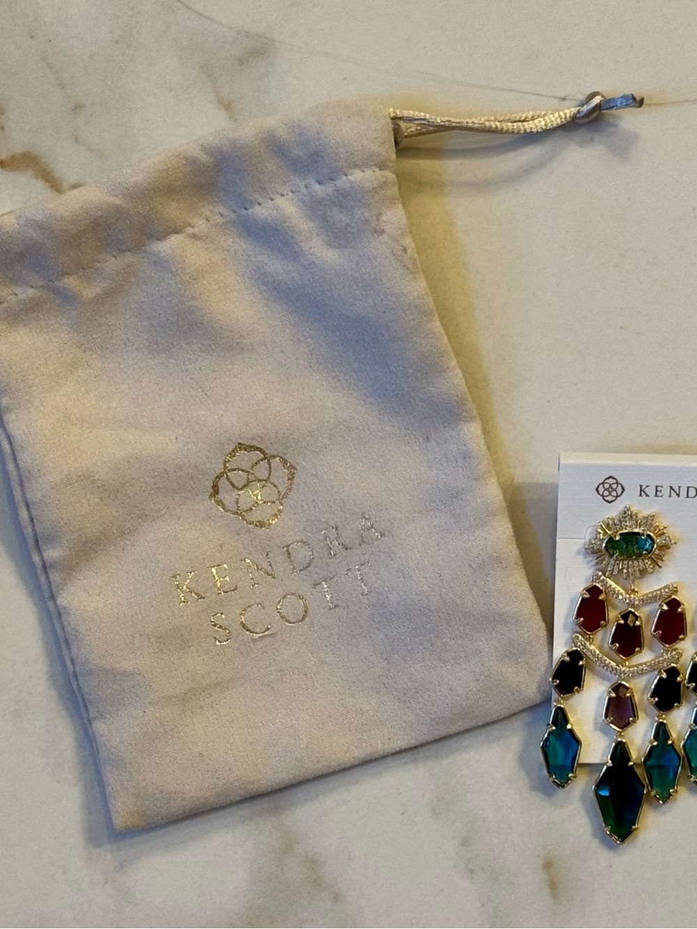 Kendra Scott Alexandria Tiered Statement Multicolor Crystal Chandelier Earrings - Picture 2 of 4
